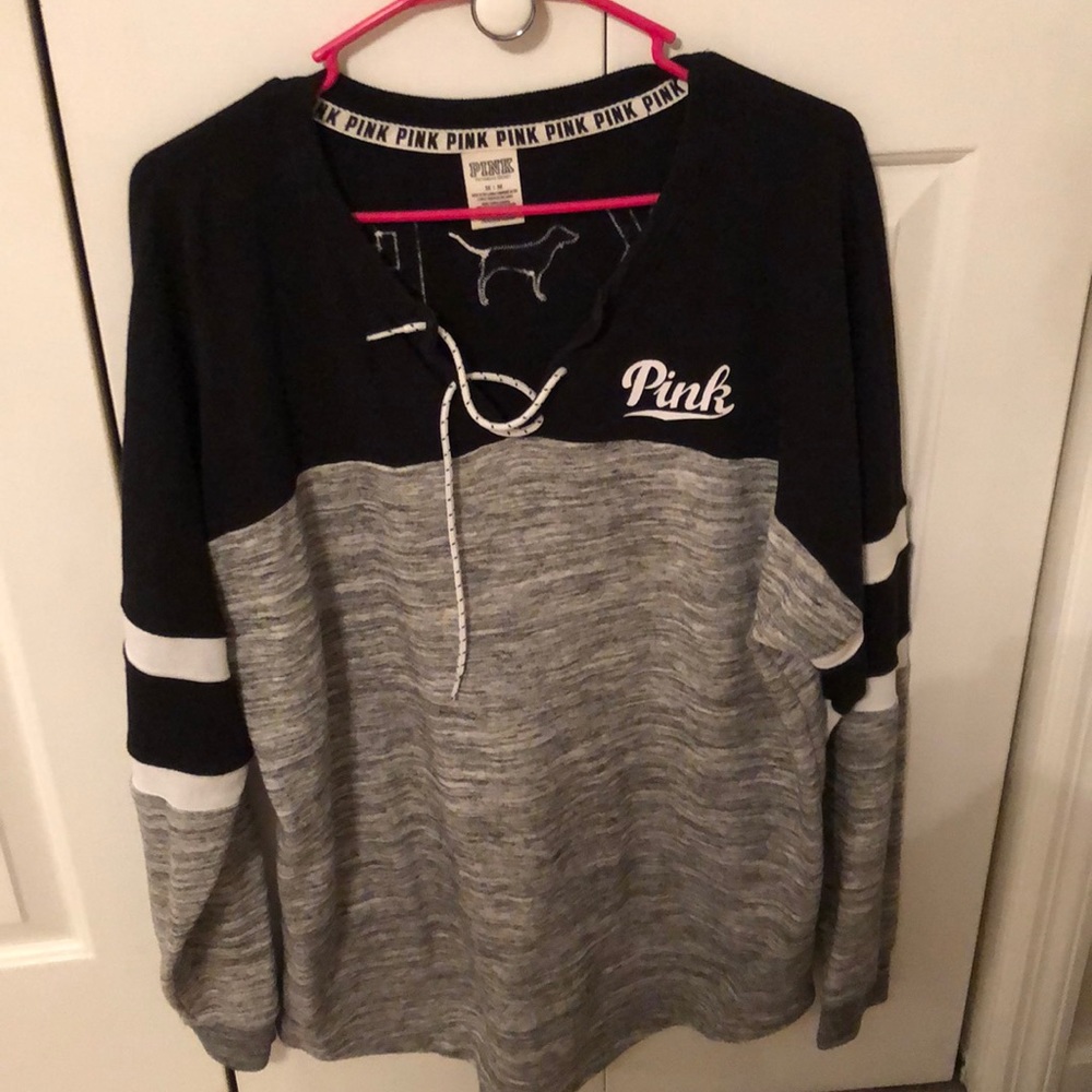 Black white and grey PINK pullover